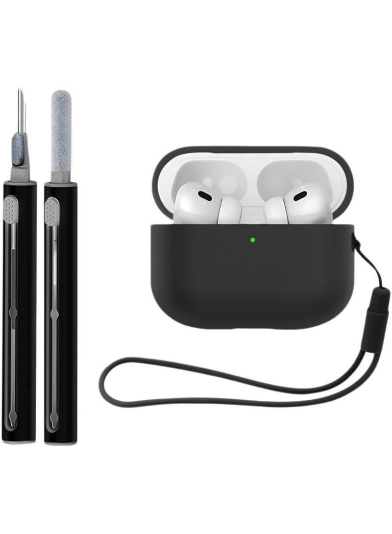 for AirPods Pro 2nd Generation Case 2022/2023 with Cleaner Kit, Soft Silicone Protective Case for Apple AirPod Pro 2 Gen Case Cover for Women Men, AirPods Pro Case with Lanyard - Image 1